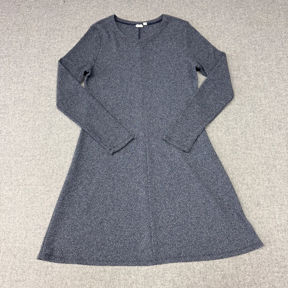 Gap | A-Line Dress | Medium | Blue Marled | Long Sleeve Knit Crew Neck Stretch